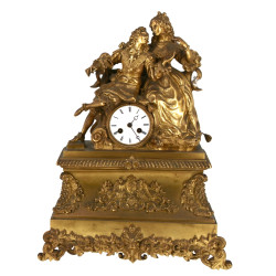 Pendule de cheminée en bronze doré, à dé