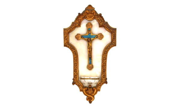Bénitier d'applique en onyx et bronze à 