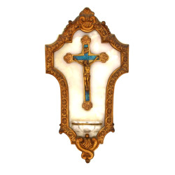 Bénitier d'applique en onyx et bronze à 