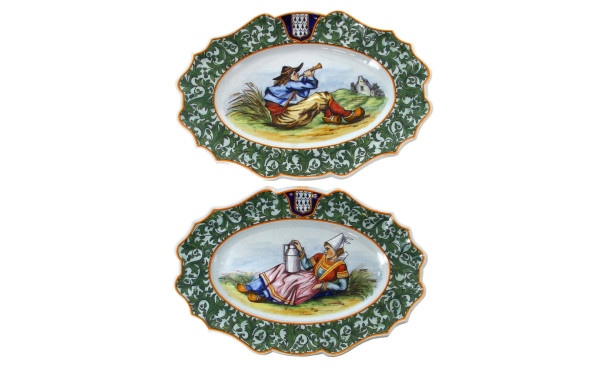 PB QUIMPER - Paire de plats à bords cont