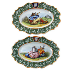 PB QUIMPER - Paire de plats à bords cont
