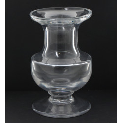 Vase ancien en verre sur piédouche, H 27