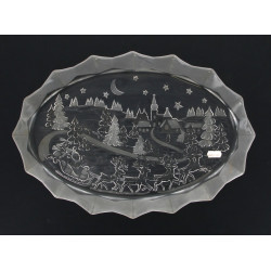 Plat en verre moulé décor de NOEL, 42 x 