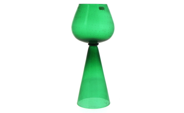 Vase en verre bullé vert, H 35,5 cm
