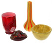 Lot de 4 pièces en verre de couleurs : c