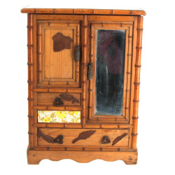 Petite armoire de poupée façon bambou, c