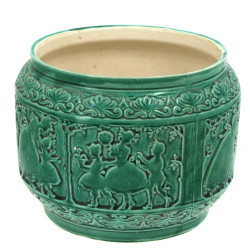 Cache-pot en faïence émaillée vert émera