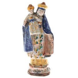 Vierge à l'enfant couronnée en faïence p