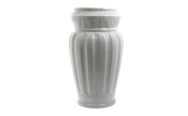 Vase porte parapluie en faience blanche 