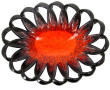 Coupe ovale en faïence noire et orangée,