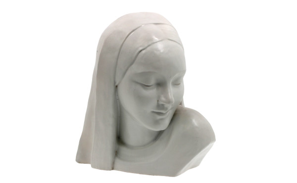 Buste de Vierge voilée en céramique blan