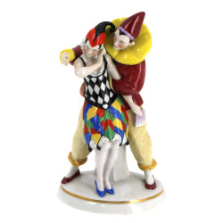 "Pierrot et Colombine", sujet en porcela