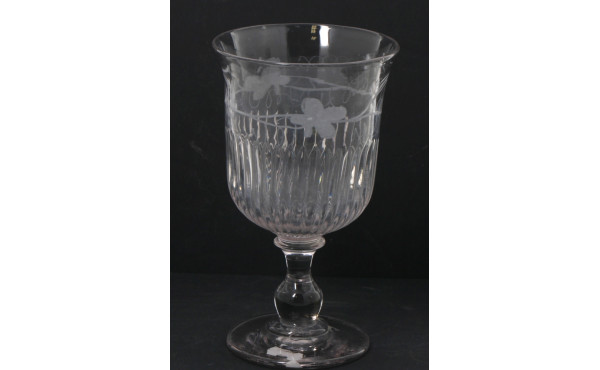Rince-raisin XIXème en verre gravé, H 21