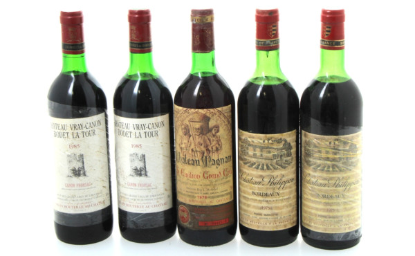 BORDEAUX - Lot de 5 bouteilles: - 2 B C
