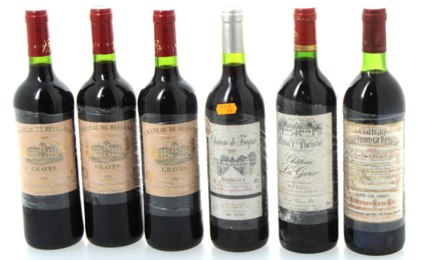 BORDEAUX - Lot de 6 bouteilles: - 3 B C