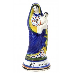"Ste Marie", statuette ancienne en faïen