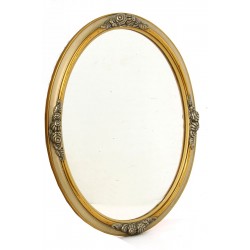 Miroir ovale à patine dorée et argentée 