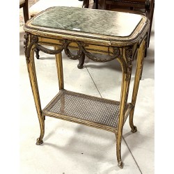 Table en bois doré et plateau marbre ver