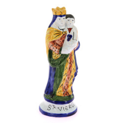 Ste Vierge, statuette en faïence polychr