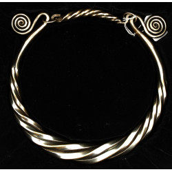 Collier torque en bronze argenté, travai