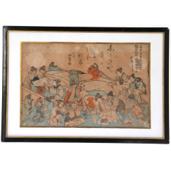 JAPON XIXème - Estampe en couleurs, 23 x