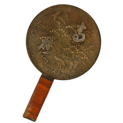 Miroir chinois rond en bronze à décor de