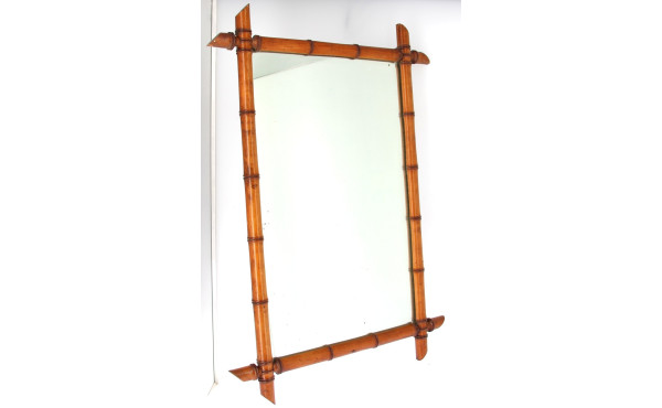 Miroir ancien encadrement bambou, dim° m