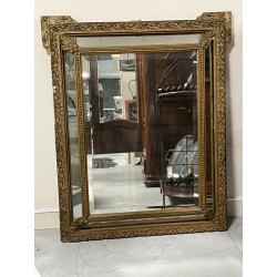 Grand miroir à encadrement en bois et st