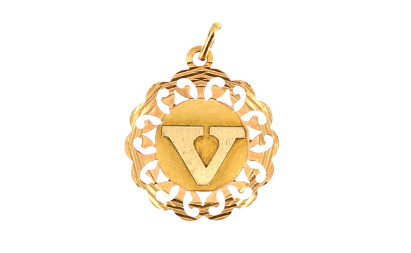 Médaille en or 750ème "V", poids 3,60 gr