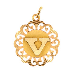 Médaille en or 750ème "V", poids 3,60 gr