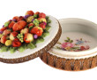 Coffret ancien en porcelaine blanche et 