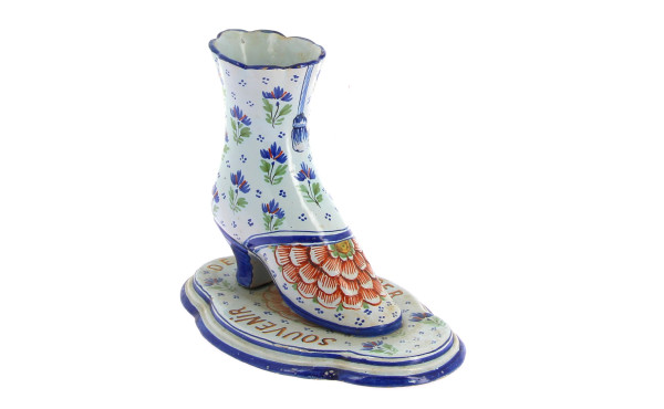 Quimper XIXème - Vase soulier en faïence