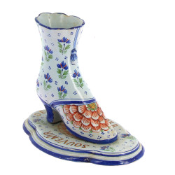 Quimper XIXème - Vase soulier en faïence