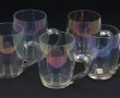 5 chopes anciennes en verre irisé, H 10,