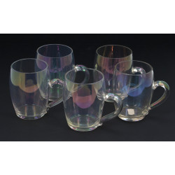 5 chopes anciennes en verre irisé, H 10,