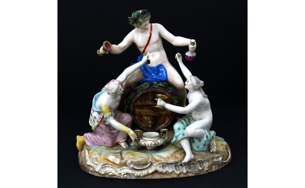 SAXE - Groupe en porcelaine polychrome r