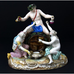 SAXE - Groupe en porcelaine polychrome r