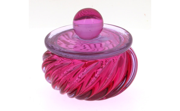 MURANO - Coffret en verre rose forme côt