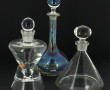 Lot de 3 carafes en verre et verre irisé