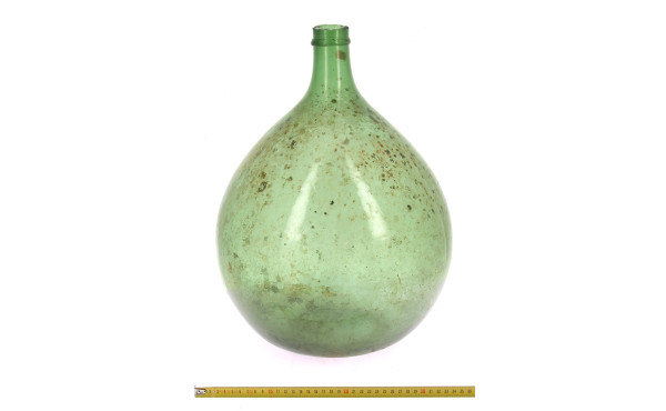 Dame jeanne en verre vert, H 45 cm (inté