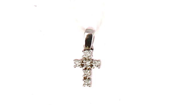 Petit pendentif croix en or gris 18 cara