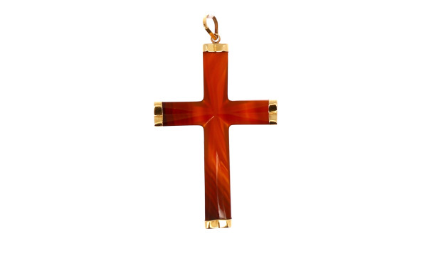 Important pendentif croix en or jaune 18