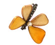 Broche papillon ancienne en or, argent, 