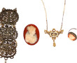 Lot de 4 bijoux anciens : collier en pla