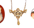 Lot de 4 bijoux anciens : collier en pla