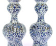 DELFT - Paire de vases en faïence à déco