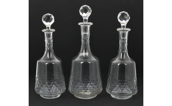 Trois carafes anciennes en cristal, prob