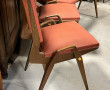 Suite de 4 chaises en bois et skaï rouge