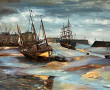 Roland BONNALD (1946) "Marine au port, l