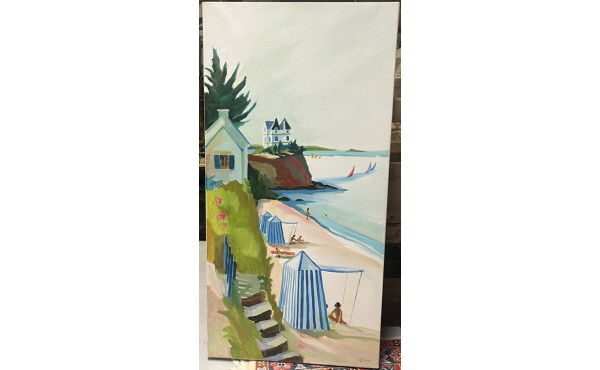 Anne SALAÜN (1962) "La plage", huile sur